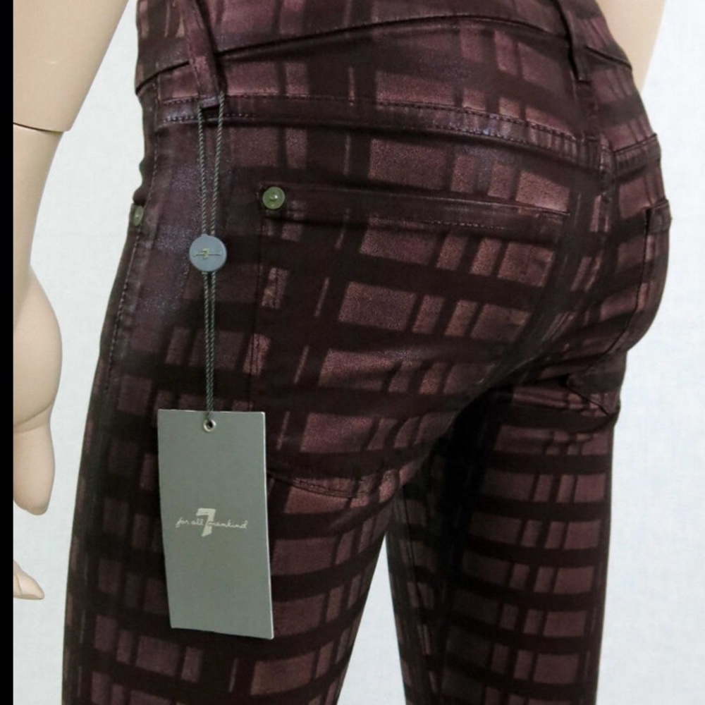 7 FOR ALL MANKIND Plaid Burgundy Skinnies